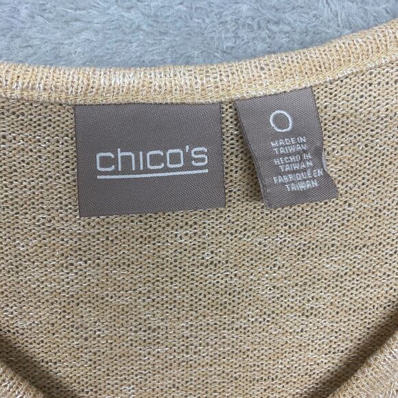 Chicos Sweater Womens Small Beige Pullover V Neck Lightweight Polyester Cotton - Picture 2 of 8